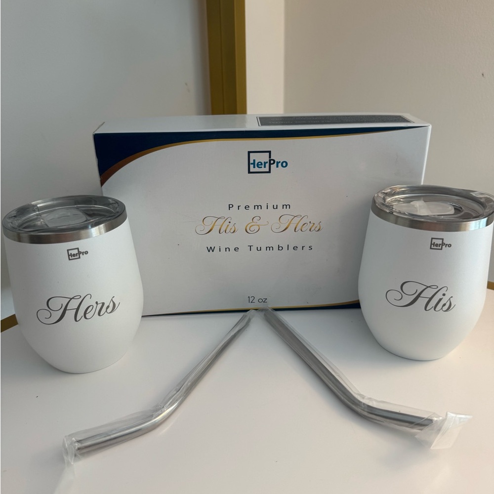 White His & Hers Wine Tumblers